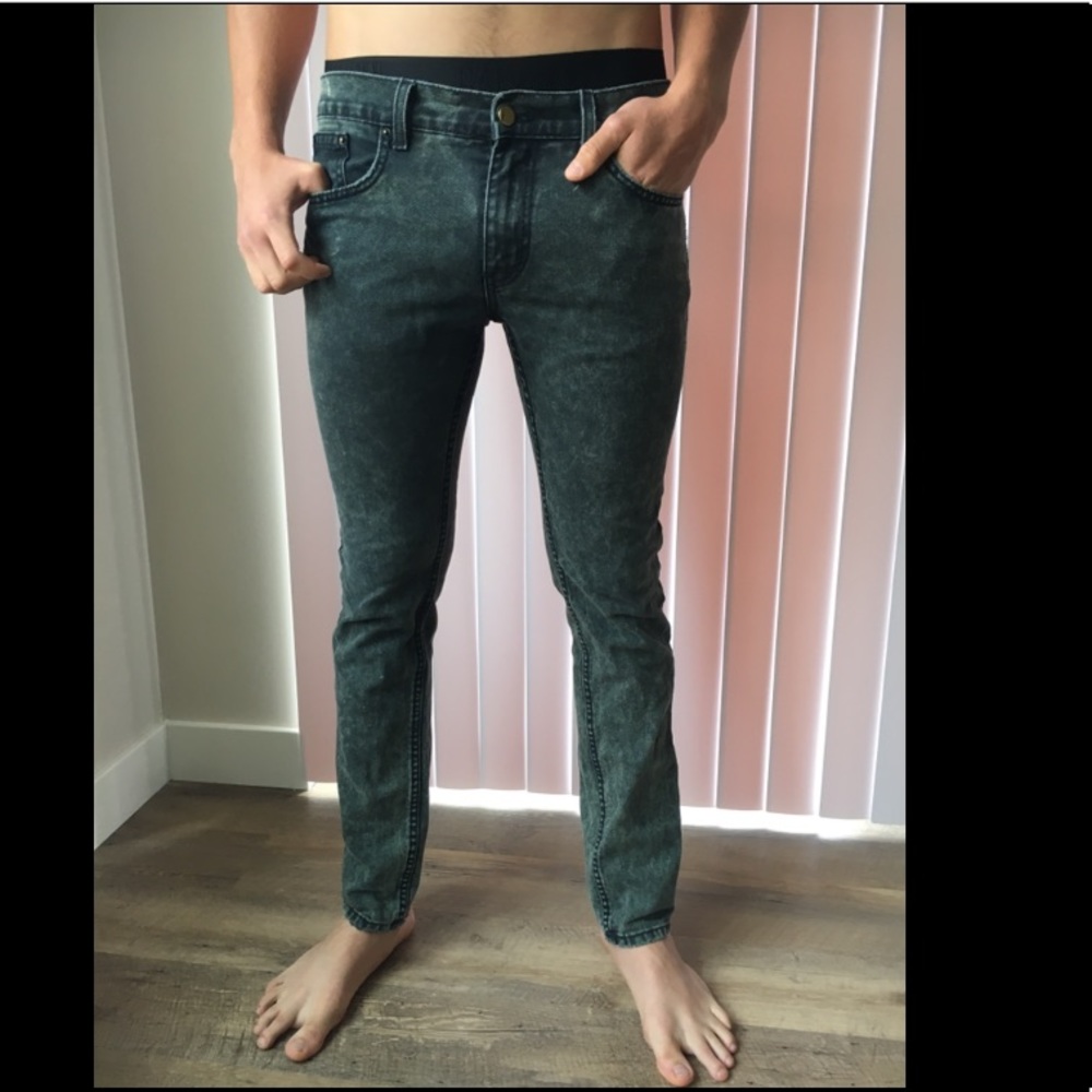 MEN’S BDG Skinny Greenish Acid Wash Jeans
